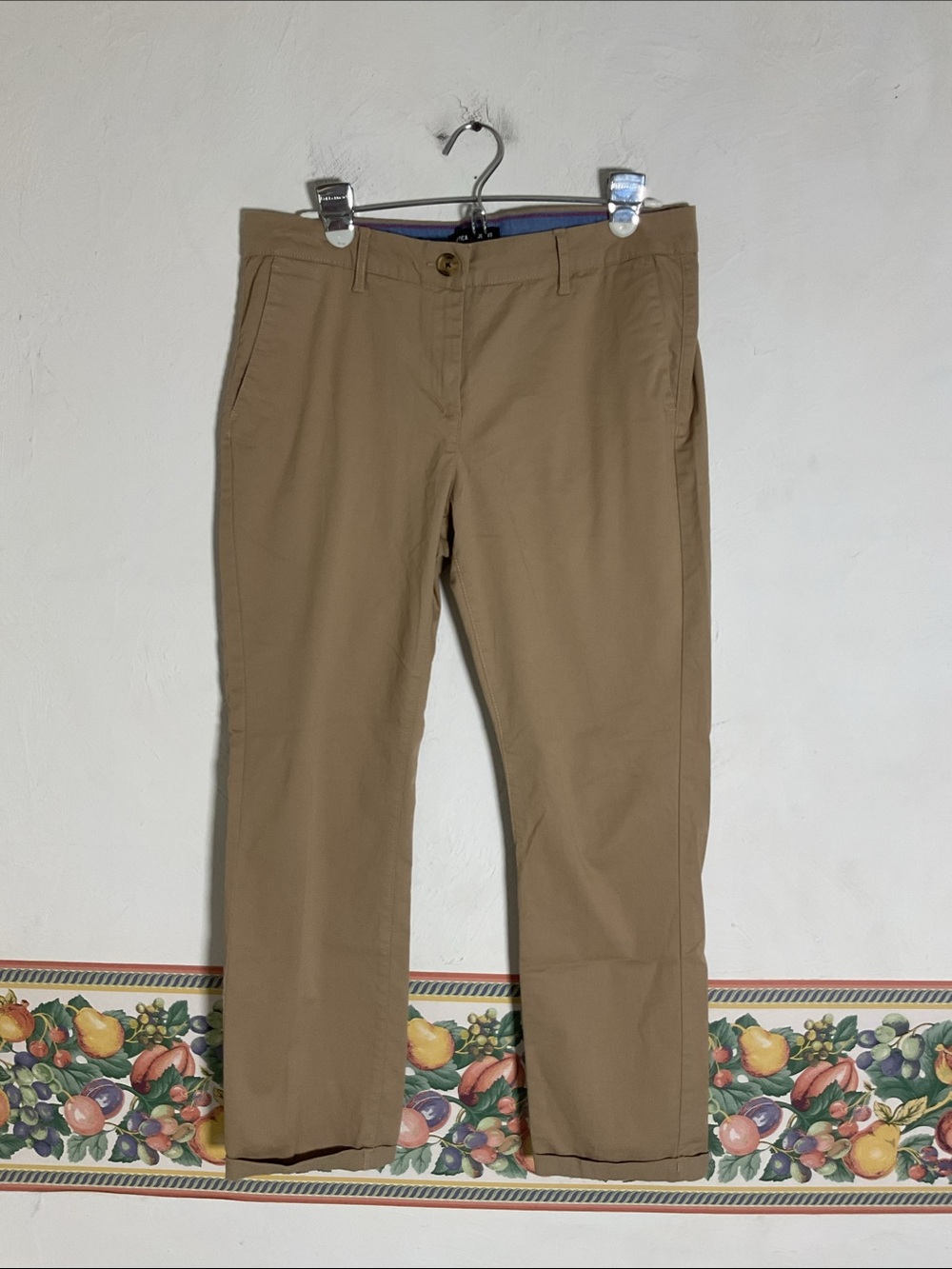 Nautica Jeans Co Tan Khaki Cuffed Chino Pants Size 6 Stretch Mid Rise